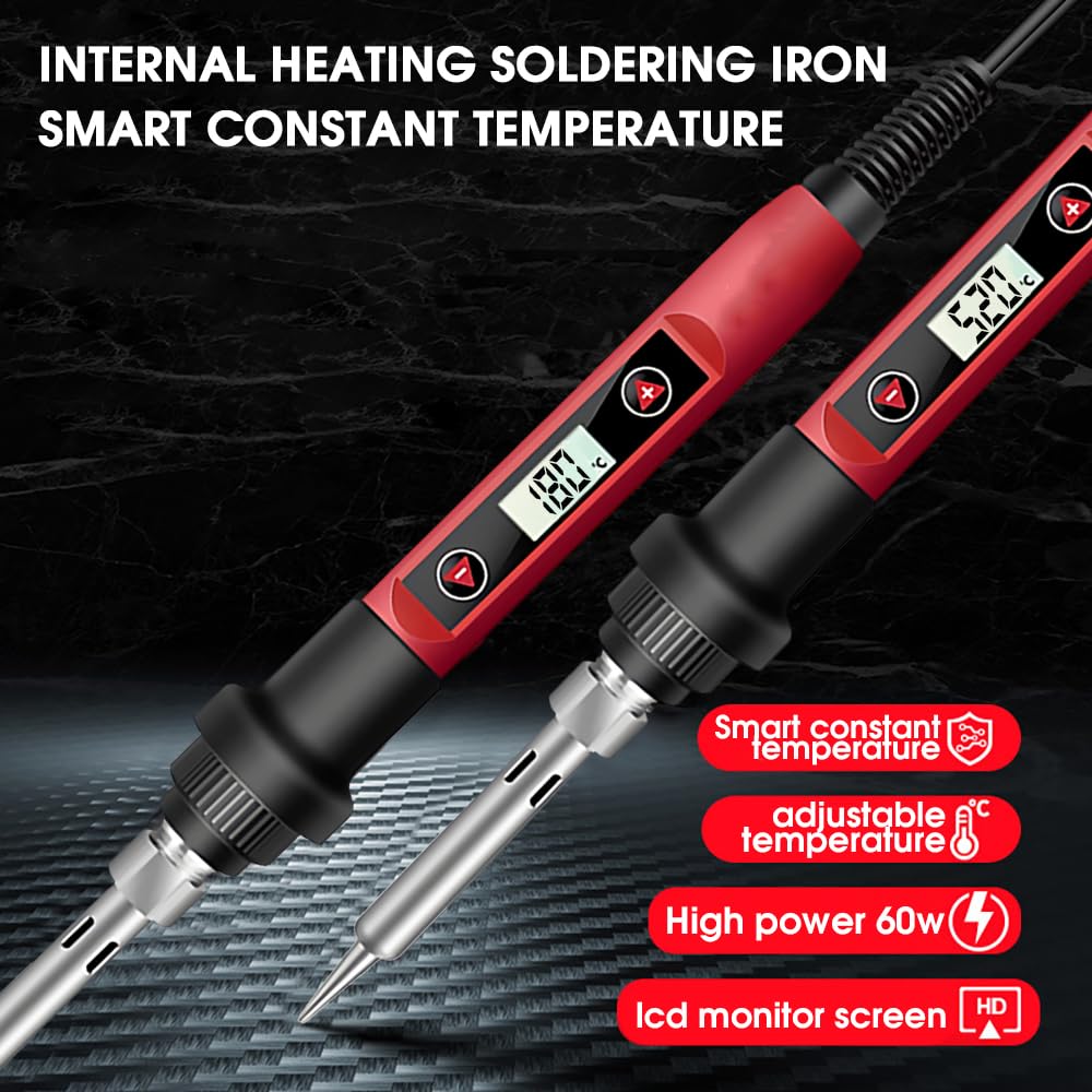 Serplex Soldering Iron Kit Set 60 Watt 220V Soldering Machine Temperature Adjustable 17Pcs Soldering Iron Bit Set with LCD Display Electric Soldering Iron with Stand Holder Rolled Up Storage 5 Tips Serplex Soldering Iron Kit Set 60 Watt 220V Soldering Machine Temperature Adjustable 17Pcs Soldering Iron Bit Set with LCD Display Electric Soldering Iron with Stand Holder Rolled Up Storage 5 Tips